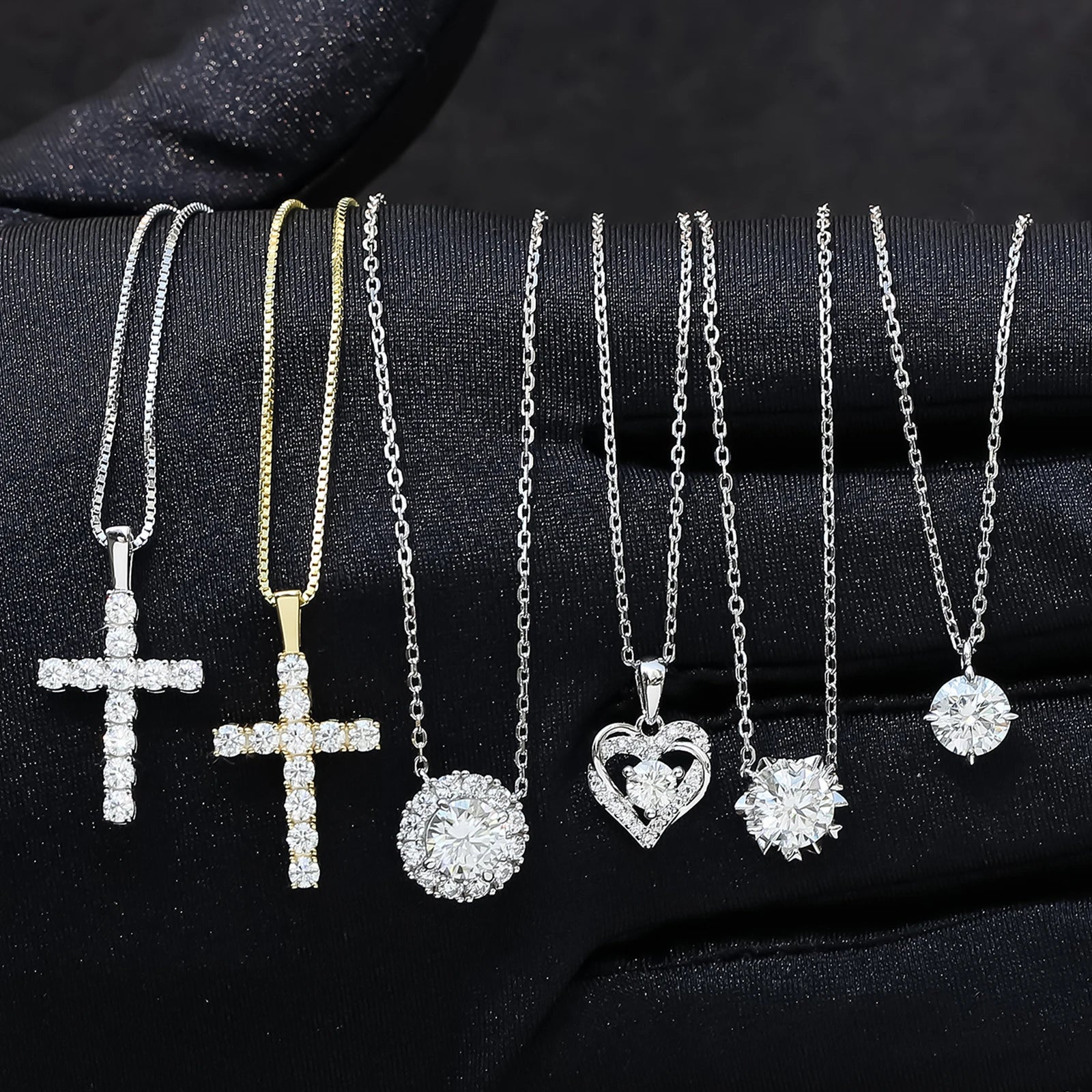 Heart Flower 925 Sterling Silver Chain Women Jewelry VVS Moissanite Halo GRA Gold Plated Wedding Bridal Diamond Pendant Necklace