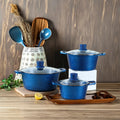 10-Piece Ceramic Glass Set Aluminum Alloy Pot Open Flame Stove Special Flat Bottomed Soup Pot Frying Pan Milk Pot Everyday