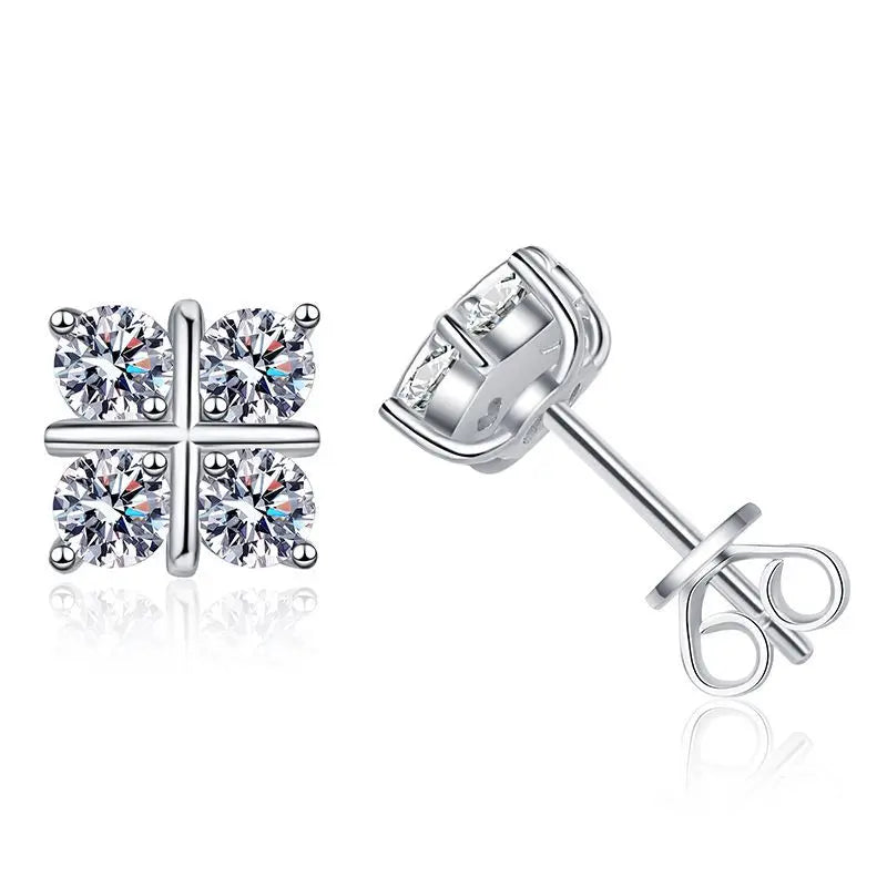 S925 Silver Classic Cross Earrings Simple Tempered Moissanite Elegant Classic Style Moissanite Jewelry