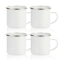 PYD Life Custom 12oz 360ml White Color Sublimation Blank Metal Enamel Coffee Mug With Stainless Steel Rim