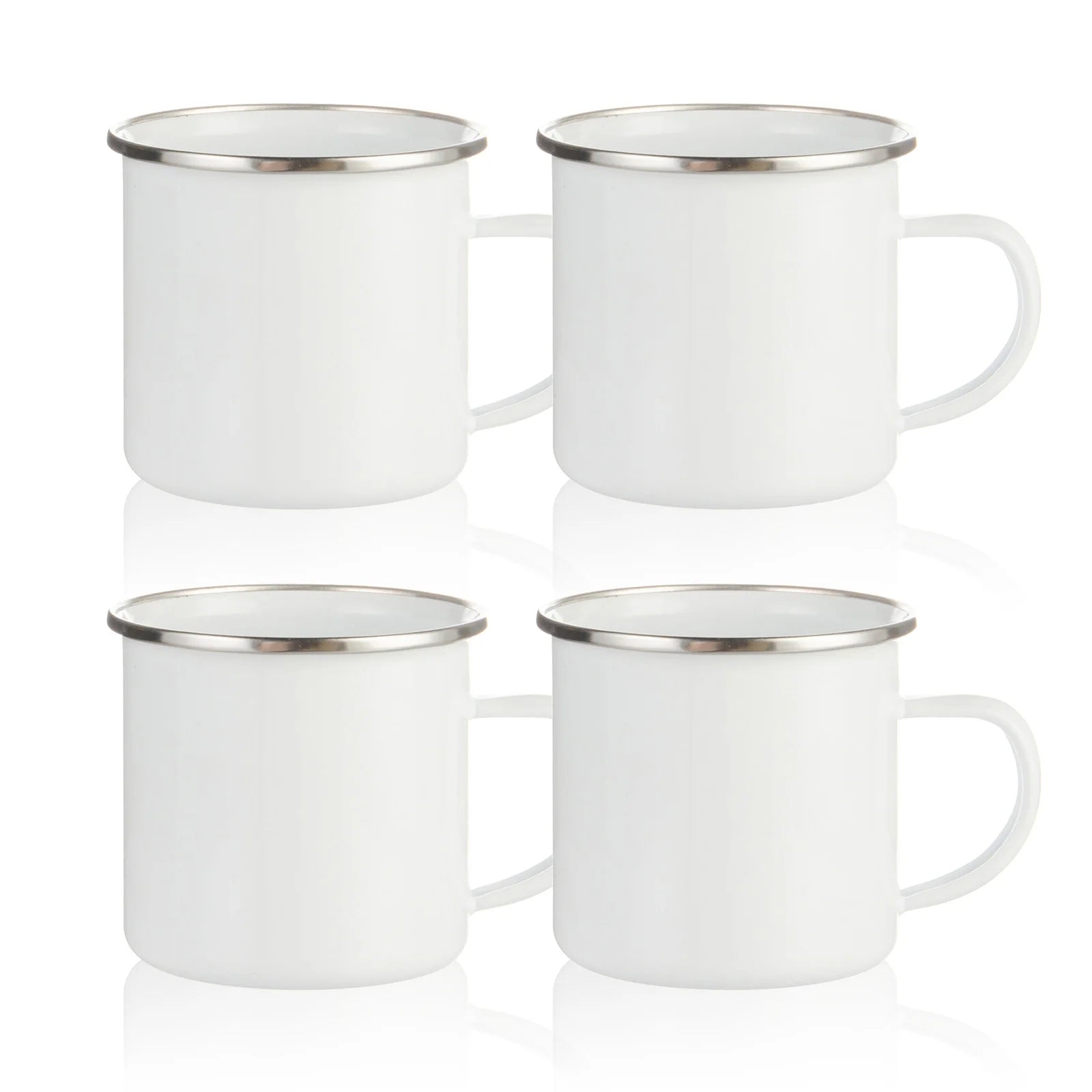 PYD Life Custom 12oz 360ml White Color Sublimation Blank Metal Enamel Coffee Mug With Stainless Steel Rim
