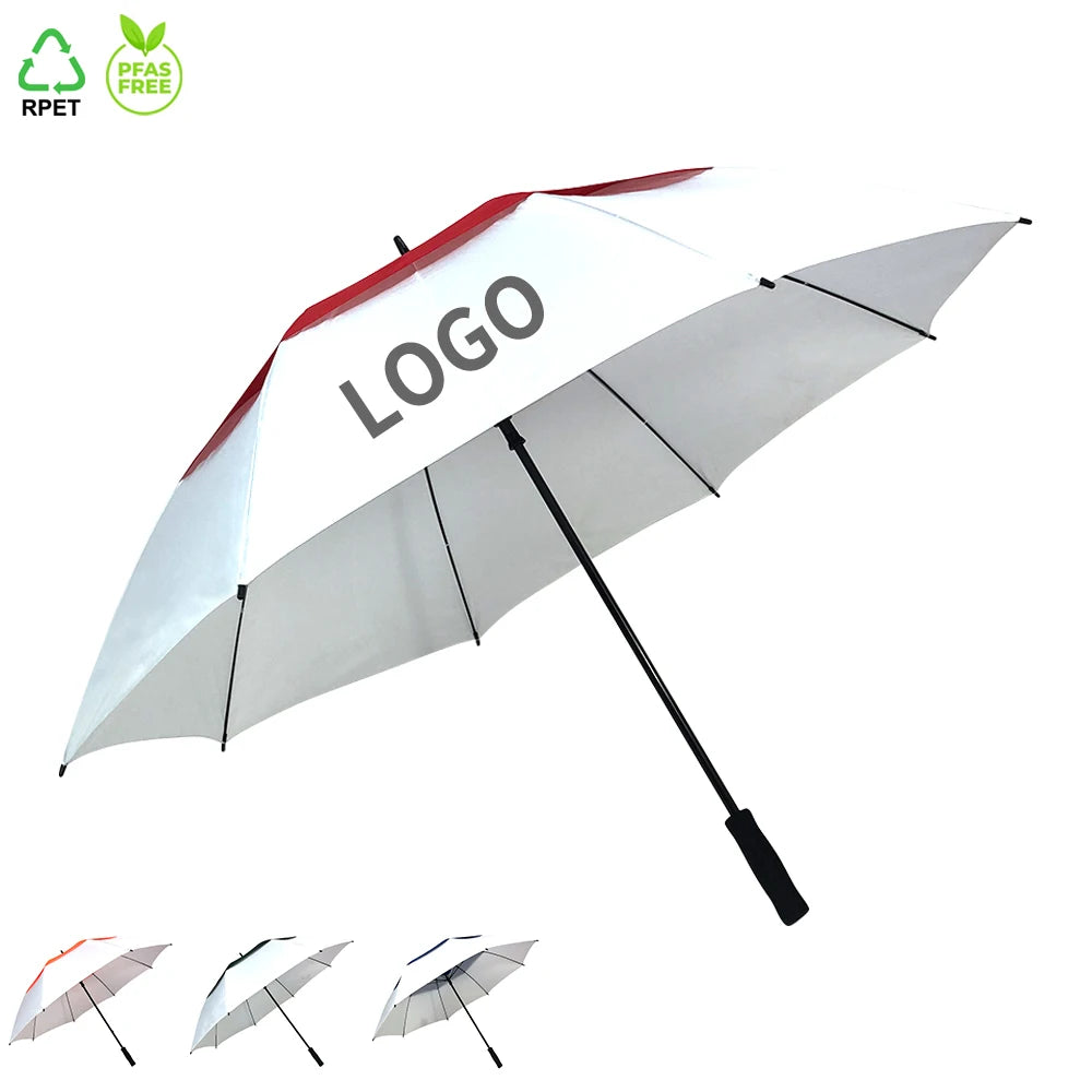 OVIDA 30-Inch Manual Double Layer Golf Umbrella 68-Inch Oversize Windproof Travel Branded Straight Umbrella Custom Logo Prints
