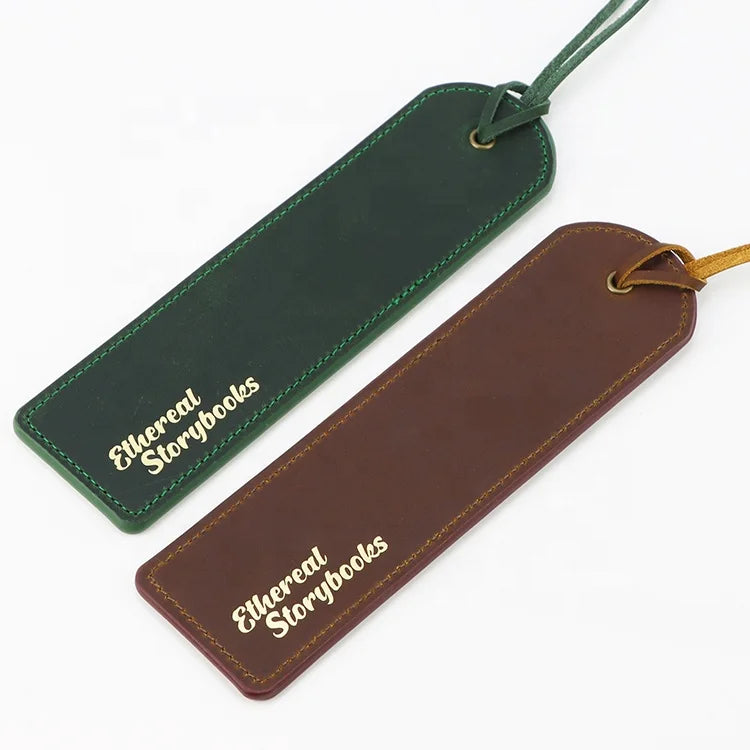 Wholesale Customised Bookmark Vintage Design Office Business Gift Crazy Horse Leather Book Marks Lesezeichen Leather Book Mark