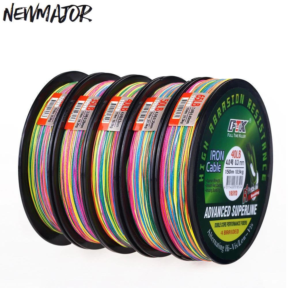 FTK 114m Super Strong Multifilament Wire Fishing Line 0.10-0.40mm 8-60LB Floating 4Strand PE Braided Streaming Ocean Beach