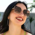 Beautiful Hollow Out Sun Glasses Gradient Elegant Black Brown Eyewear Metal Temples Women Fastrack Luxury Lady Shades Sunglasses