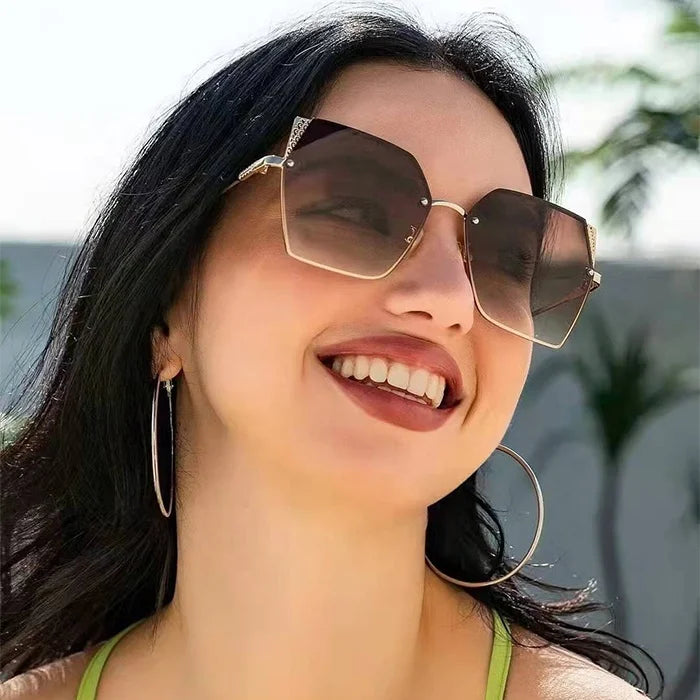Beautiful Hollow Out Sun Glasses Gradient Elegant Black Brown Eyewear Metal Temples Women Fastrack Luxury Lady Shades Sunglasses
