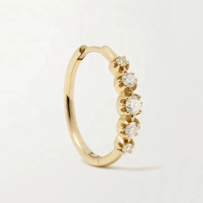 LOZRUNVE 18k Gold Plated Jewelry Prong Setting Diamond Hoop Earring Sterling  Silver