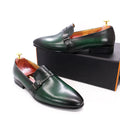Custom Design Mocassin Shoes for Men Real Leather Green Loafers Handmade Monk Strap Casual Shoes MegaBDM