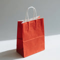KM 13*8*21cm High-Quality Red Kraft Paper Gift Bags with Handles MOQ 750pcs Available