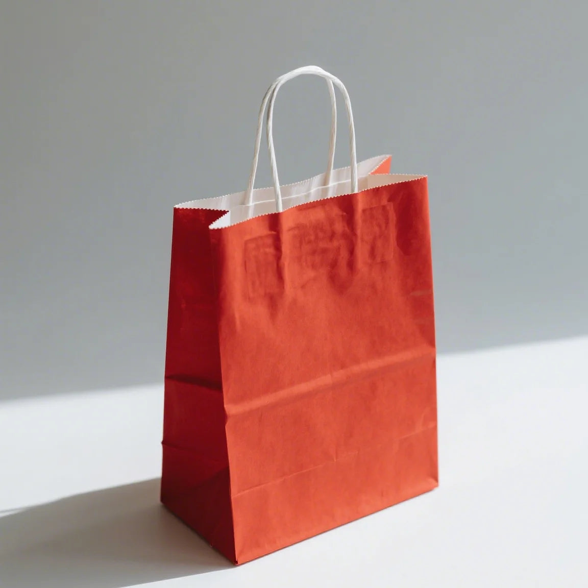KM 13*8*21cm High-Quality Red Kraft Paper Gift Bags with Handles MOQ 750pcs Available