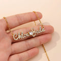 Custom Crystal Name Necklace Personalized Stainless Steel Full Cubic Zirconia Name Pendant Necklace for Women
