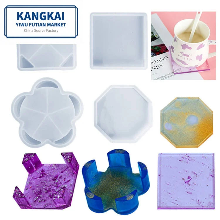Hot Selling Resin Mould Tea Cup Mat Creative Square Silicone Epoxy Jewelry Making Coasters Resin Molds
