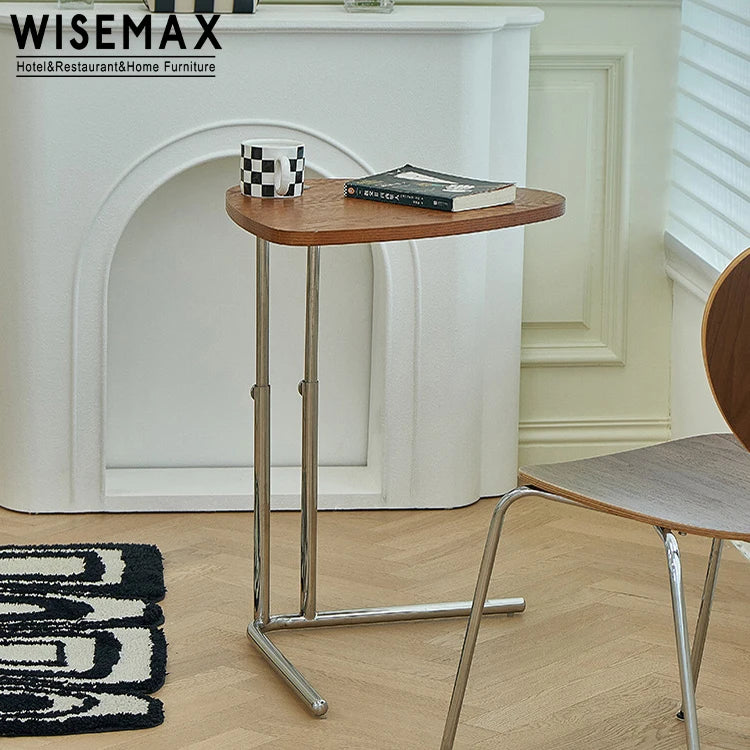 WISEMAX FURNITURE Nordic Living Room Furniture Black Wooden Side Table Triangle Plywood Top Home Coffee Table with Height Adjust