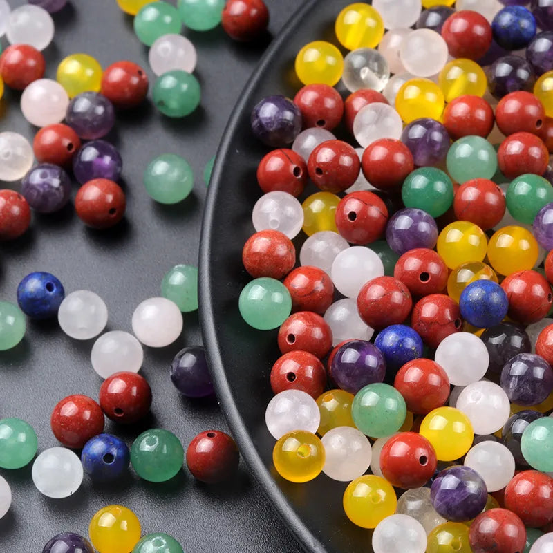 Half Drilled Natural Round Brilliant Stones Beads Crystal Agate Loose Beads Half Hole Beads for DIY Earring Inlay Accessories