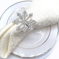 Silver Snowflake Napkin Rings Holiday Napkin Holders for Dining Anniversary Birthday Christmas Party of Table Setting