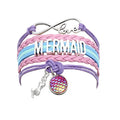 Valentine's Day Girl Gifts Infinity Love Mermaid Leather Knit Charm Bracelet Fashion Jewelry