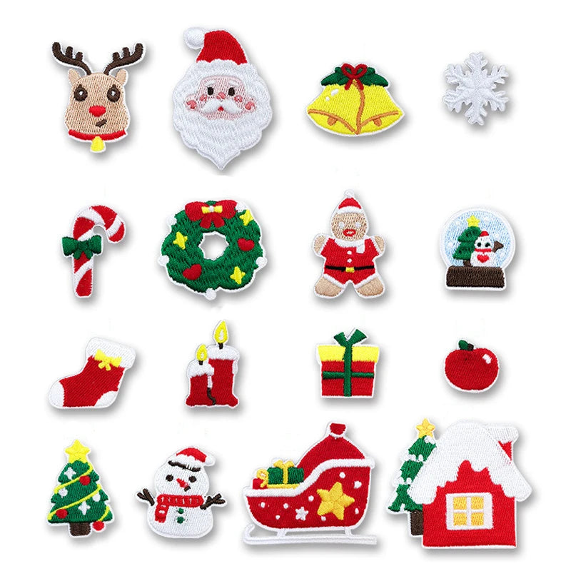 Cute Christmas Ornament Embroidery Self-adhesive Patch for Curtain Clothing