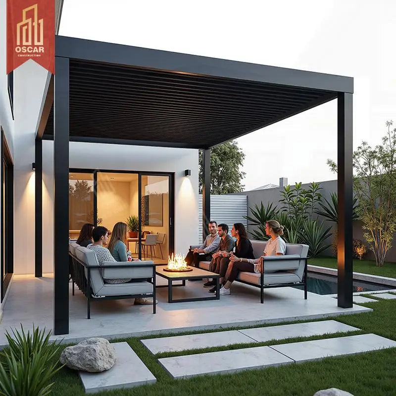 Bioclimatic Aluminum Waterproof Louvre Roof Motorized System Outdoor Garden Gazebo Patio Backyard Terrace Pergola