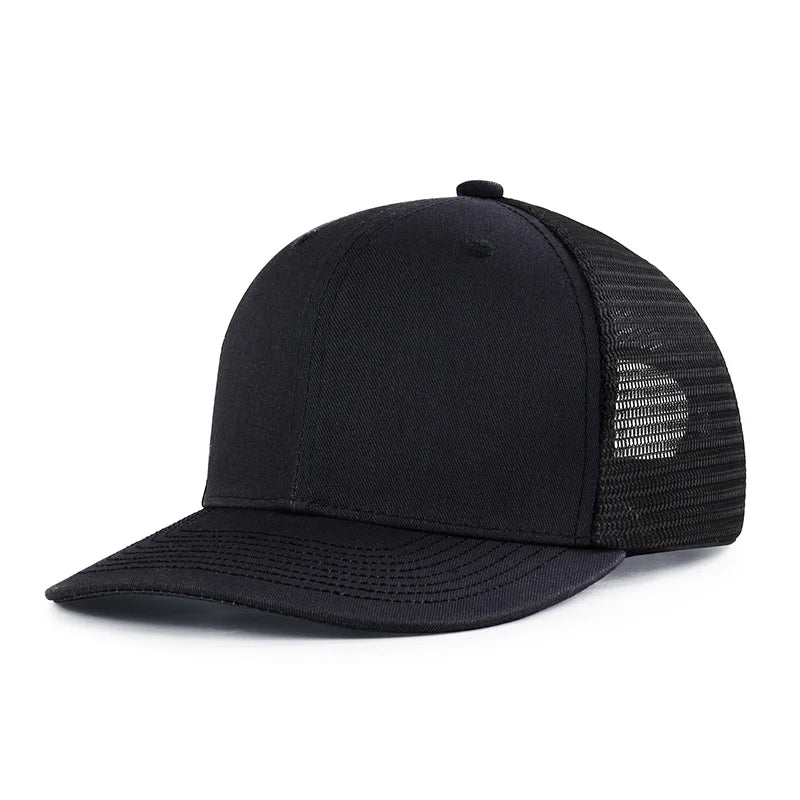 Truck Hard Top Baseball Sun Hat 100% Polyester Mesh Summer Cotton Sports Cap Dome Printed Fabric Embroidery Sporty Style