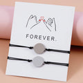 Manufacturer Engraving Stainless Steel Pinky Swear Heart Bracelet Couple Gift Jewelry Round Blank Charm Macrame Rope Bracelet
