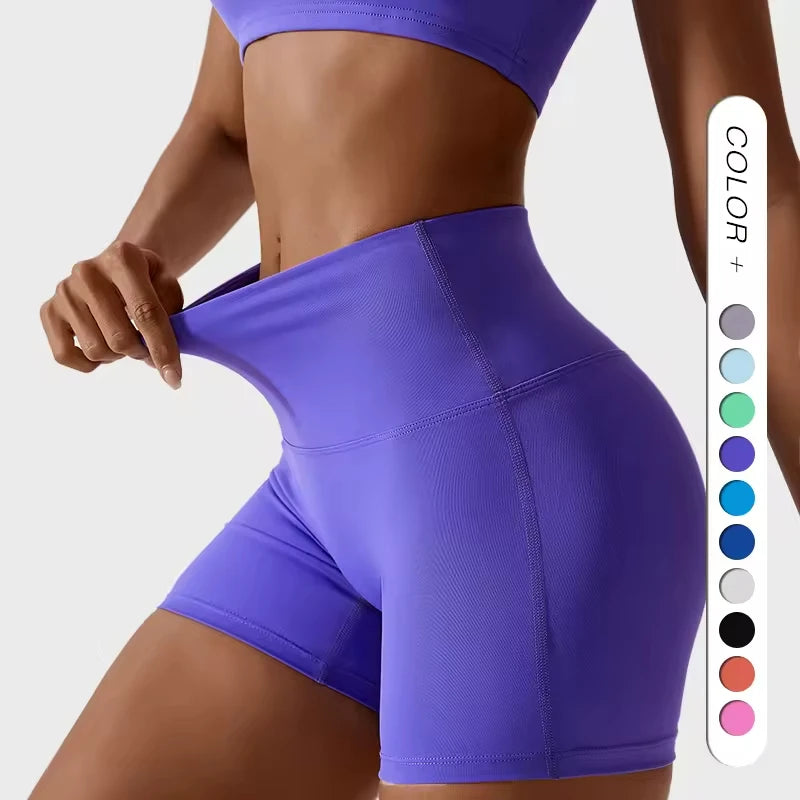 High Waisted Soft Workout Shorts for Yoga Athletic Running and Bike with Tummy Control Leggings