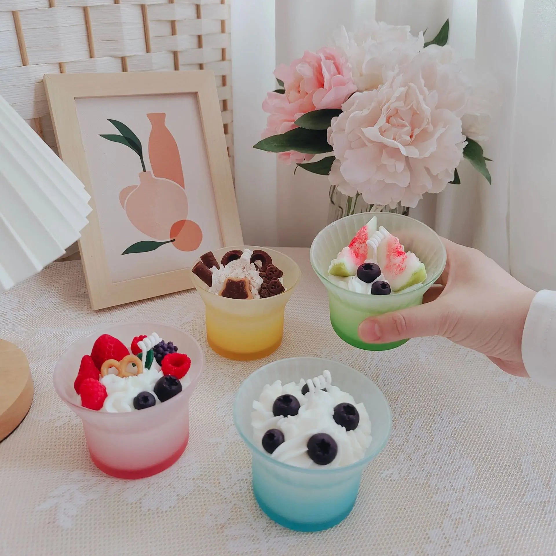 Hot Customized Cream Candles Scented Ice Cream Candle Dessert Candles for Home Fragrance Wedding Mother's Day Gift