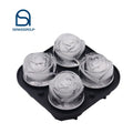 Wholesale Easy Release Rose Ice Mold 4 Cavity Whiskey Silicone Rose Ice Ball Maker Mold Ice Cube Tray with Lid