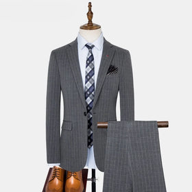 S8013F Men's Trendy Slim Leisure West Clothing Set Groom Wedding Officer Host Dress Business Men's Suit Fashion