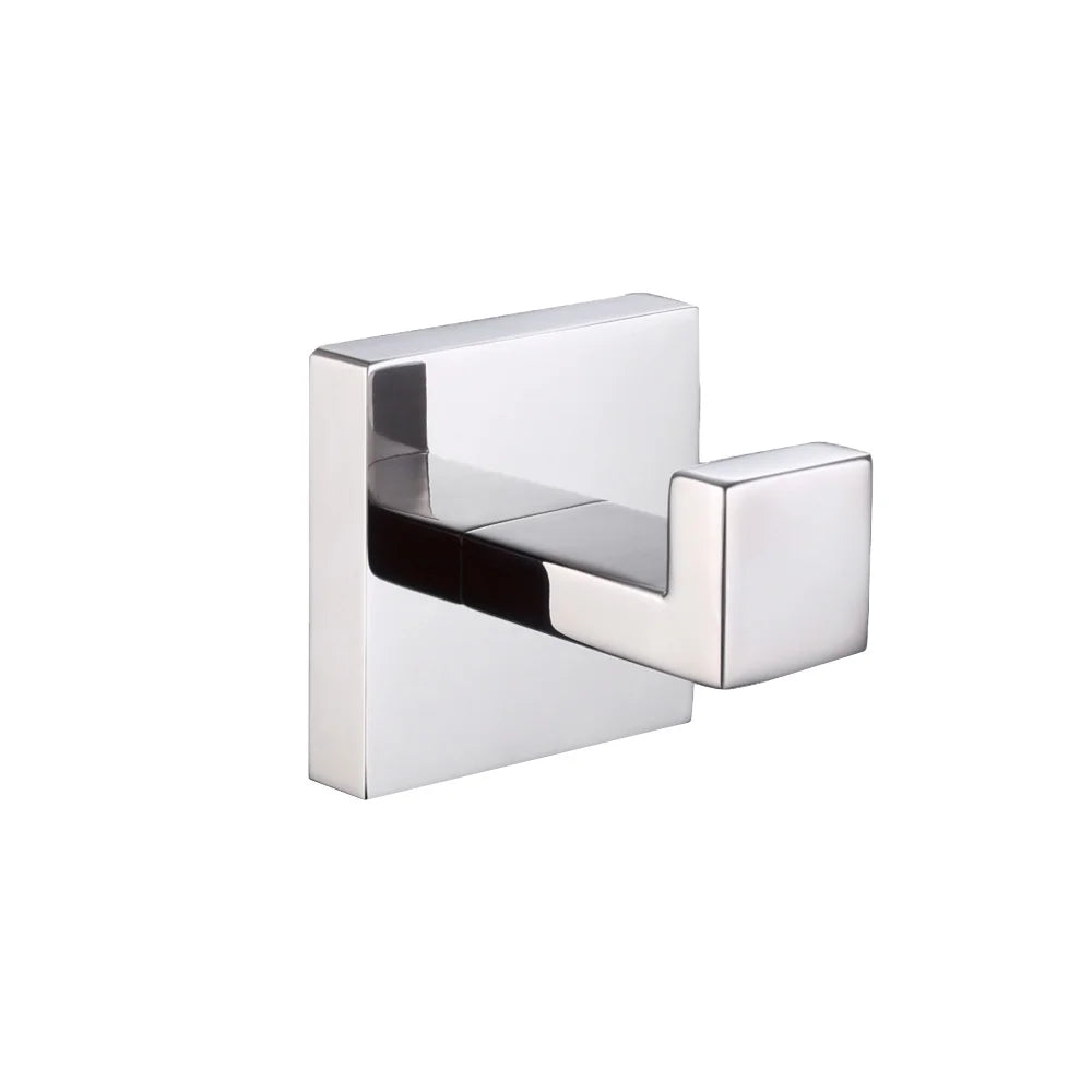 Modern Design 304 Stainless Steel Single Robe Hook Square Bathroom Accessories for Hotels Metal Towel and Clothes Hook