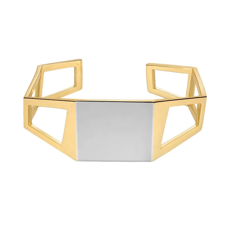 Original Design 18K Gold Plated Brass Jewelry New in 3D Meteorite Hollow Open Bracelet Femme Fashion Hop-Hip Bracelets B222308