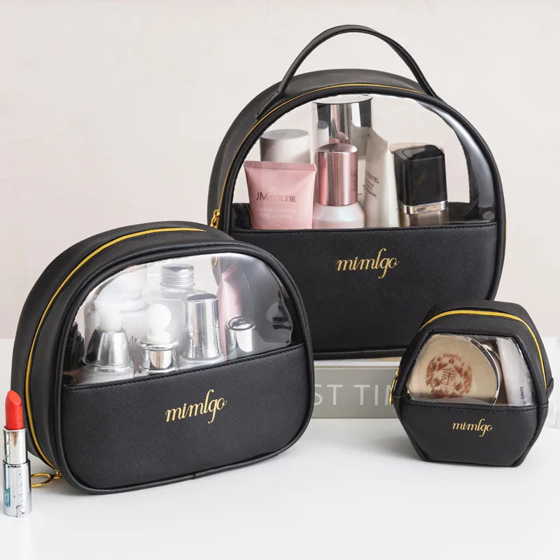 Custom Portable PU PVC Clear Makeup Bags Large Capacity Travel Storage Bags Waterproof Toiletry Pouch Transparent Cosmetic Bags