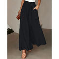 RNSHANGER Fashionable High Waisted Wide Leg Pants for Women Summer Loose and Comfortable Solid Color Trousers with Elastic Waist