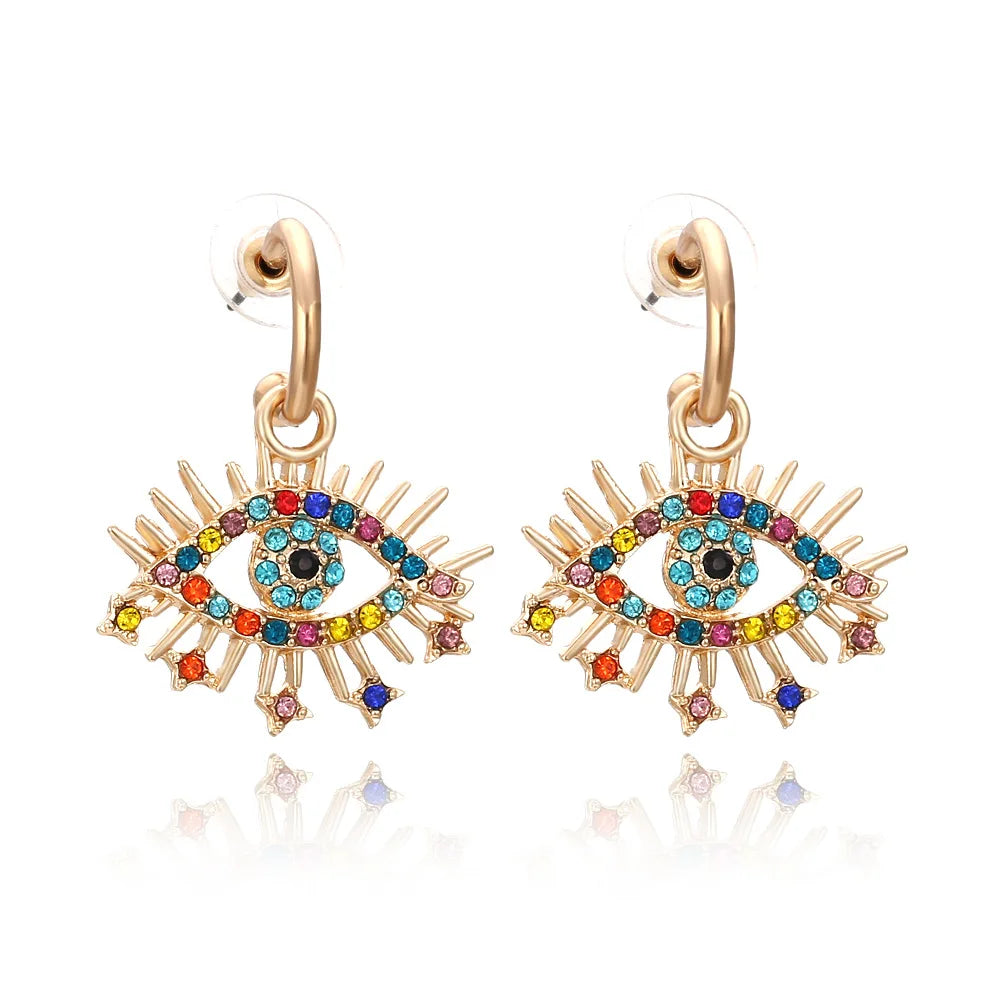 Hot Sale Gold Plated Evil Eye Earrings Celebrity Evil Eye Earrings for Women