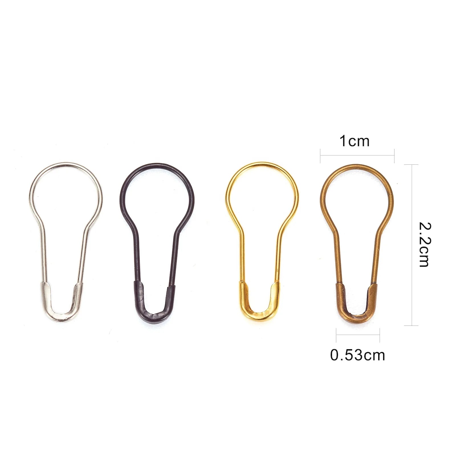 Metal Calabash Shape Silver Safety Black Pear Shaped Bulb Safety Pin for Sewing Clothing DIY Craft Making