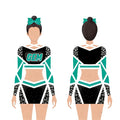 Custom Made Polyester Spandex Breathable Lightweight Leopard Sublimation Printing Red Black Cheerleading Uniforms for Allstar