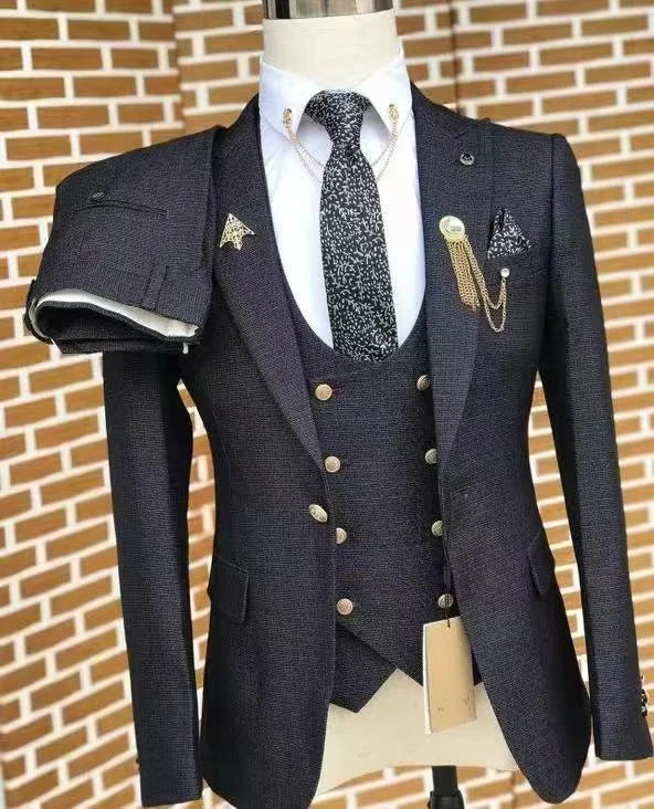 Top Quality Mens Suits Blazers Groom Groomsmen Wedding/Prom/Dinner 3 Pieces ( Jacket +Waistcoat+Pants) MS499