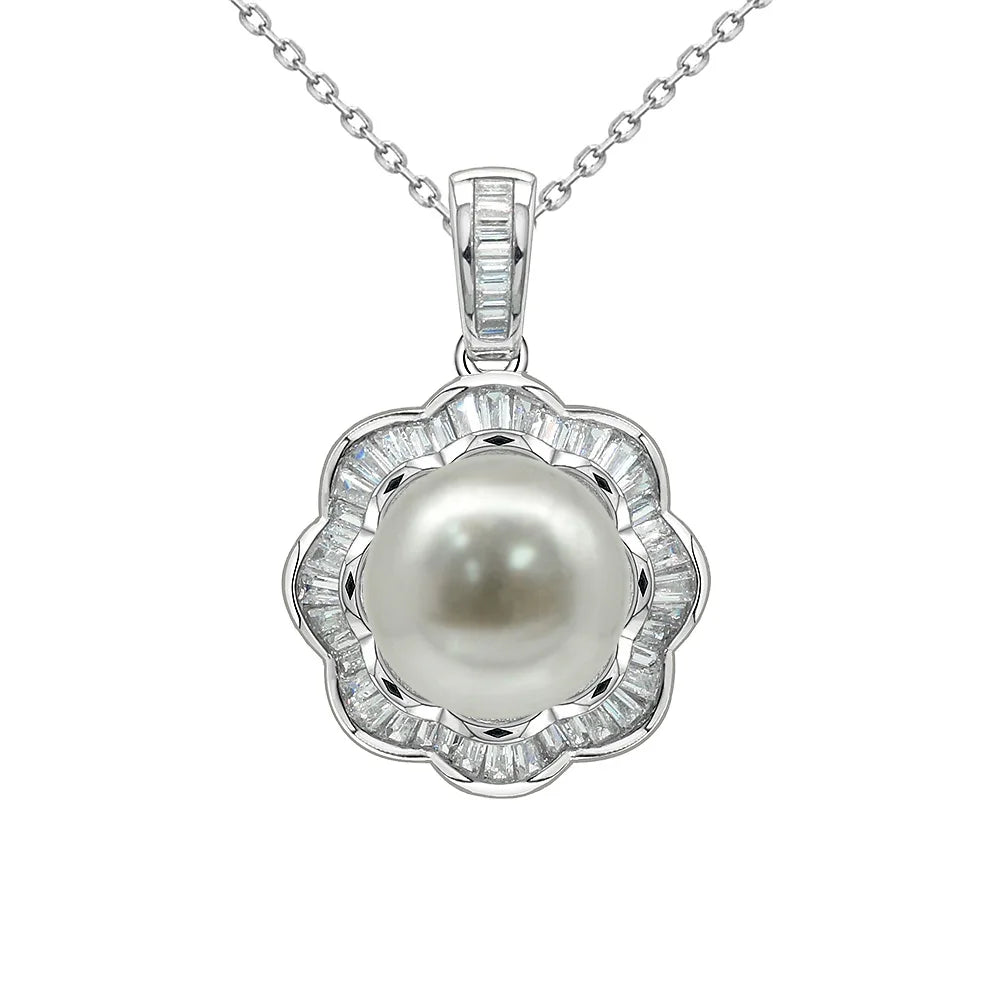 S925 Silver Dainty Necklace Jewelry Flower Pendant Charm with Pendant Chain and Pearl Necklace Women