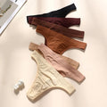 SHINBENE Comfortable Seamless Knitted Thongs No Show Thong Underwear Briefs Mid Rise for Women