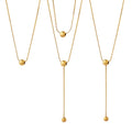 Trendy Stainless Steel 18k Gold Plated  Bead Pendant Double Layers Stacking Necklace Jeweley