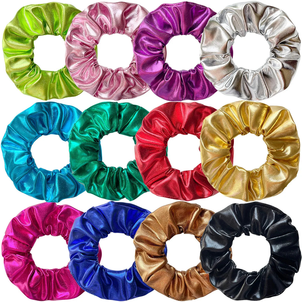 Wholesale 12pcs Sparkle Metallic Silver Hair Scrunchies Shiny Gold Ponytail Holder Hairbands for Women Girls Hair Accessories
