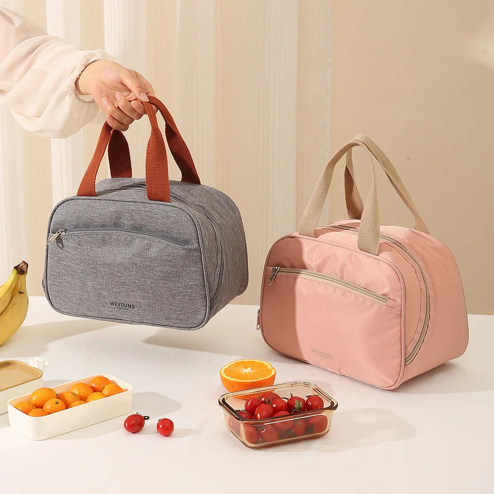 Women's Portable Nylon Lunch Container Cooler Bag Leakproof Meal Prep Small Thermal Lunchbox Tote for School for Work