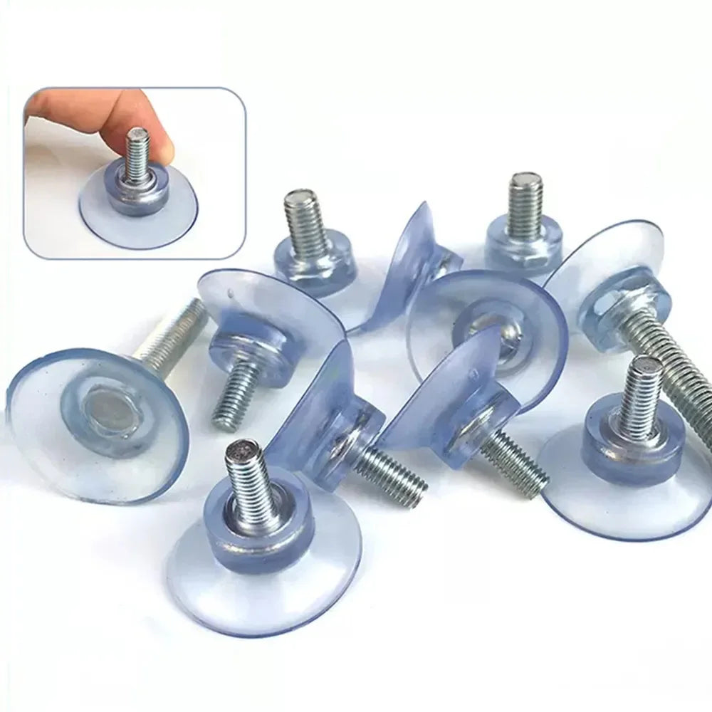 M6/M8 Screw Transparent Rubber Suction Cup Sucker Turn Nut Hooks for Glass Table Tops Storage Tool Wall Picture Hanging Hook