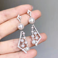 CAOSHI Elegant Irregular Geometric Shaped Pearl Silver Plated Long Hanging Earring for Women CZ Pendant Earrings Fashion Jewelry