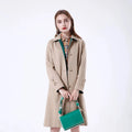 2023 Bosha Women'S Khaki Cotton Trench Coat Youth Long Casual Style With Buttons Solid for Autumn