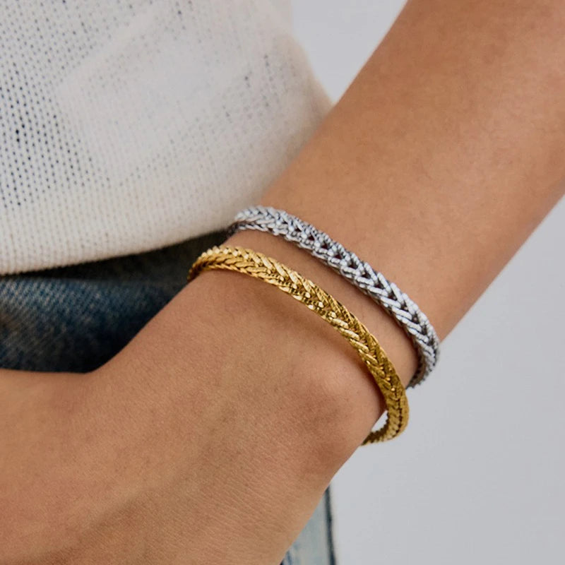 G4053 Wholesale Minimalist 18K Gold Plated Stainless Steel Bracelet for Women Adjustable Fashion Jewelry Chain Bracelet Bangles