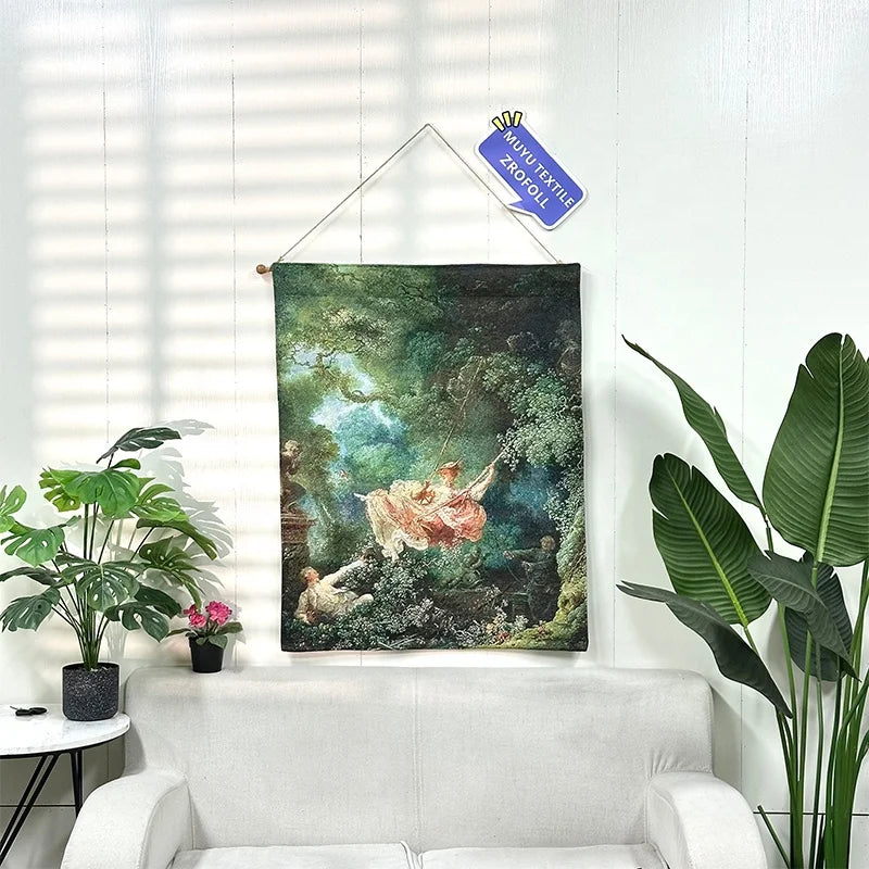 Quick Customization Aubusson Woven Jacquard Floral Embroidered Wall Tapestry Art Hanging Custom Design Pattern