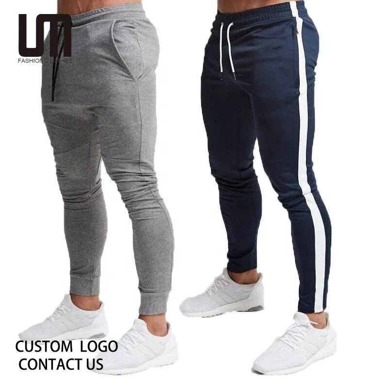 2025 Custom Logo Men's Casual Sweatpants - Sports Comfortable Long Trousers (Joggers with Drawstring for Gym & Streetwear)