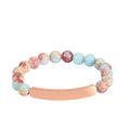 Custom Stainless Steel Inspirational Mantra Engraved Bracelet Adjustable Natural Stone Cuff Bracelet