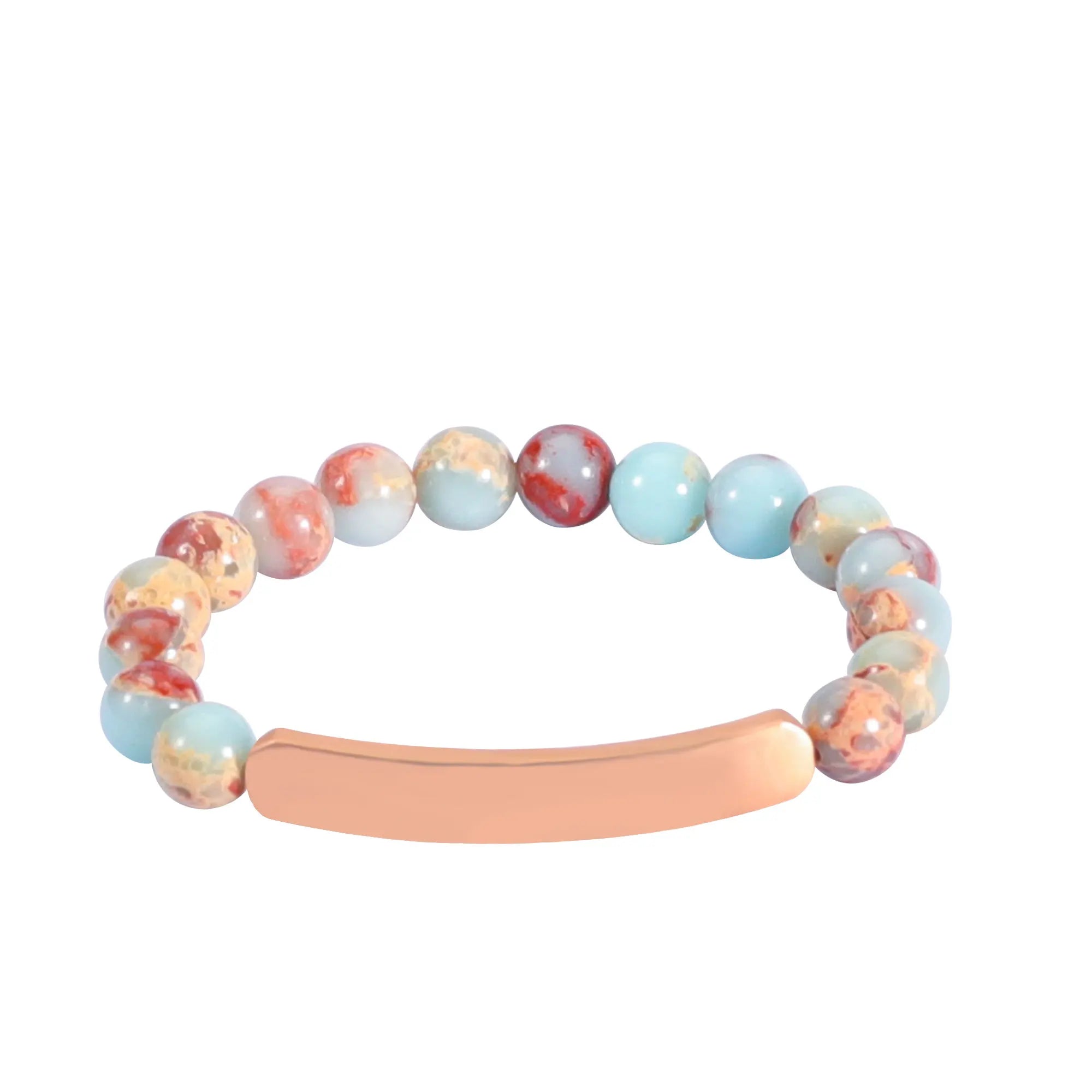 Custom Stainless Steel Inspirational Mantra Engraved Bracelet Adjustable Natural Stone Cuff Bracelet