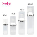 Wholesale Stock Frosted Plastic Lotion Bottles 10ml 15ml 30ml 60ml Round Airless Skin Care Bottles